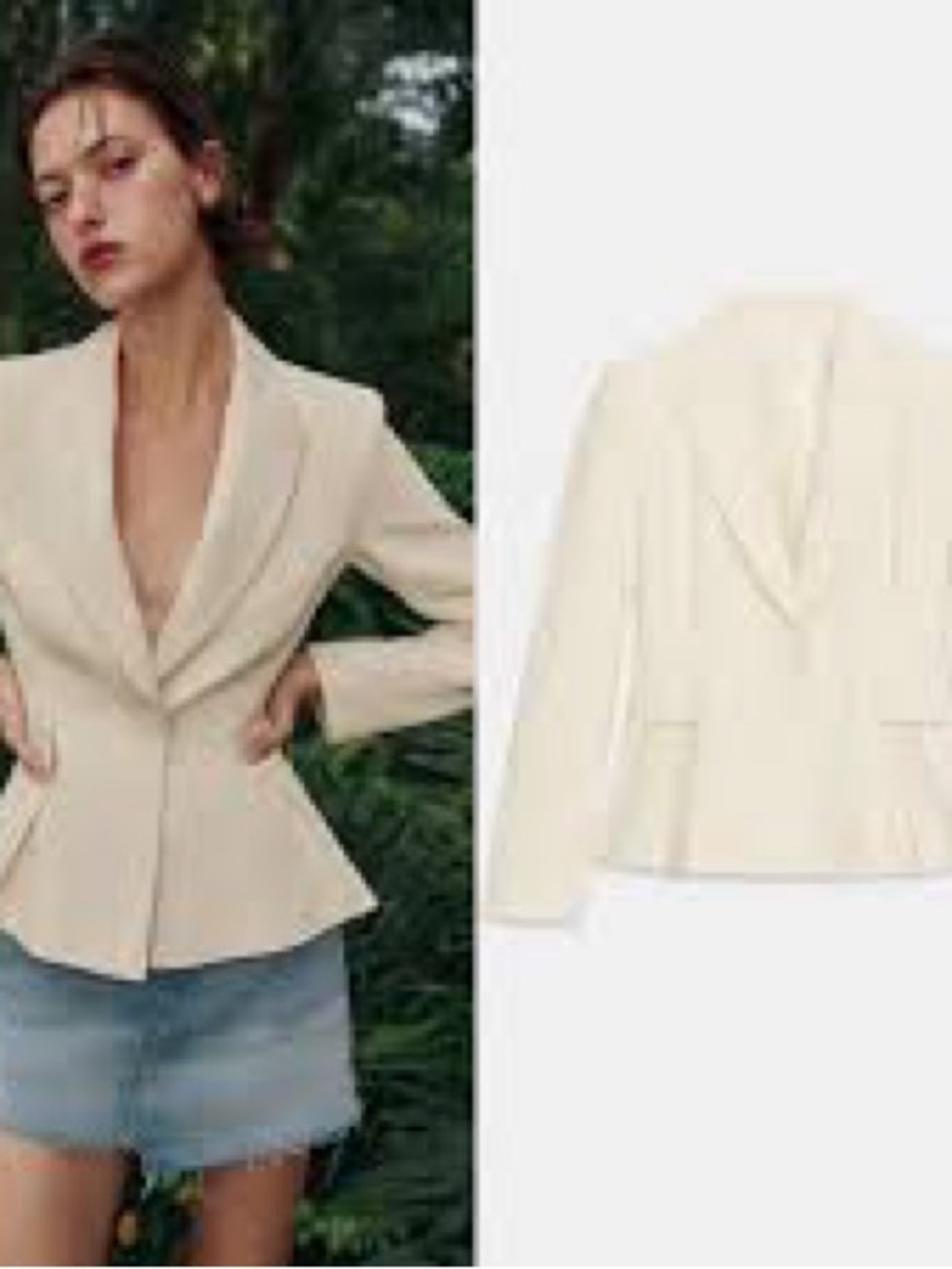 ZARA Cream Textured Peplum Blazer Jacket NWOT - Size S